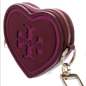 Tory Burch Logo Heart Key Fob Purse (Burgandy)